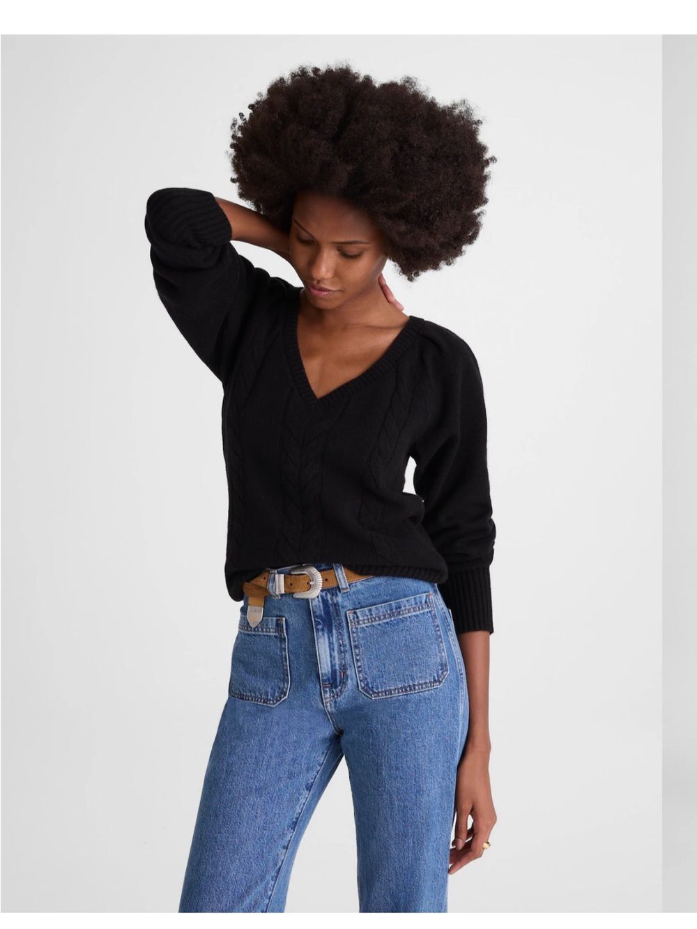 Madewell Black V-neck Pullover Sweater Merino Wool NWOT Size small
